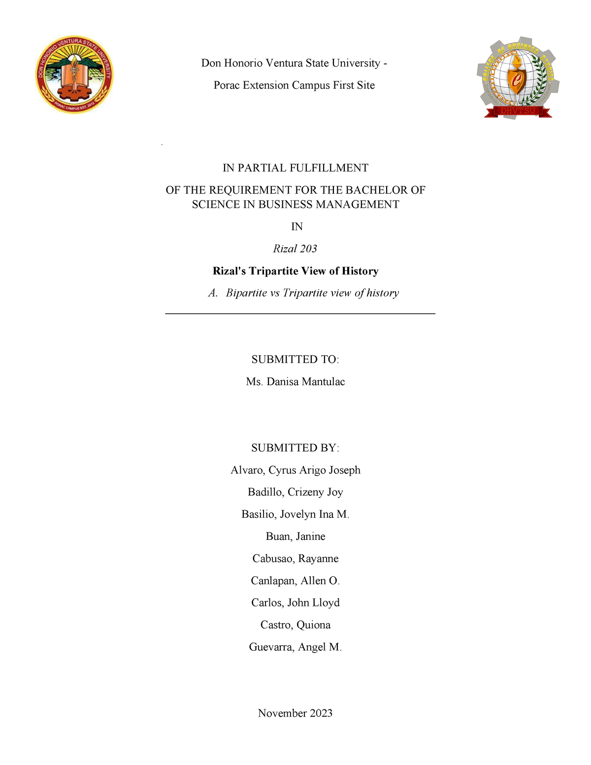 Rizals Tripartite View of History - Bipartite vs Tripartite view of ...