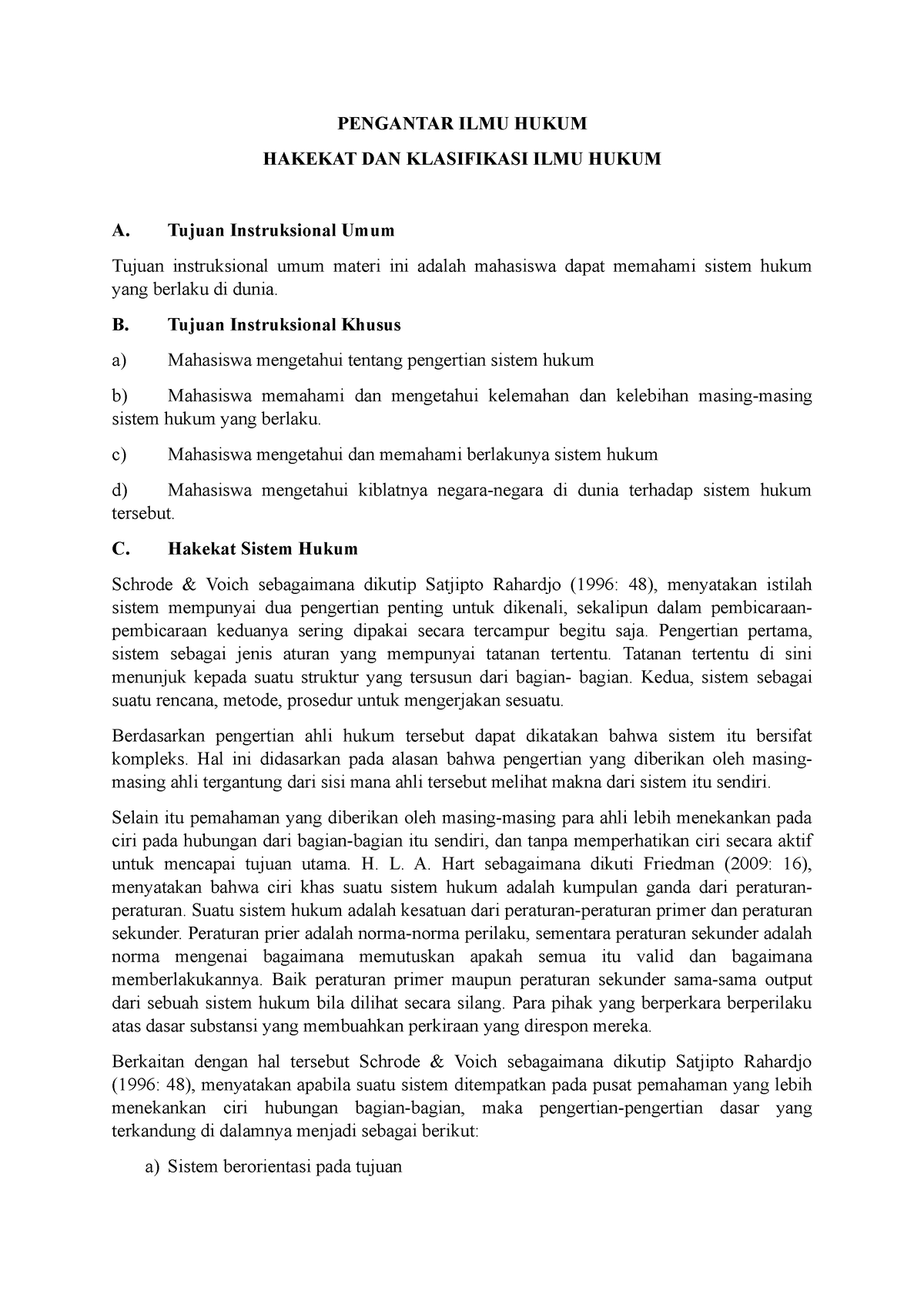 Lecture Notes Pengantar Ilmu Hukum Pertemuan 9 (Hakekat Dan Klasifikasi ...