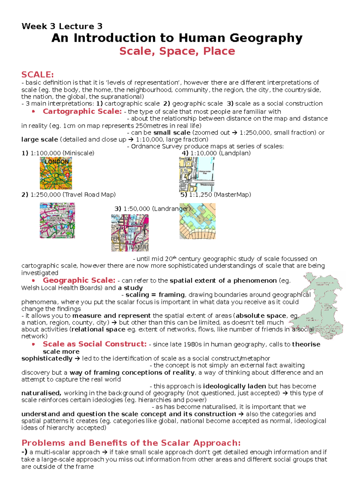Week 3 Lecture 3 scale, space and place Week 3 Lecture 3 An Introduction to Human Geography