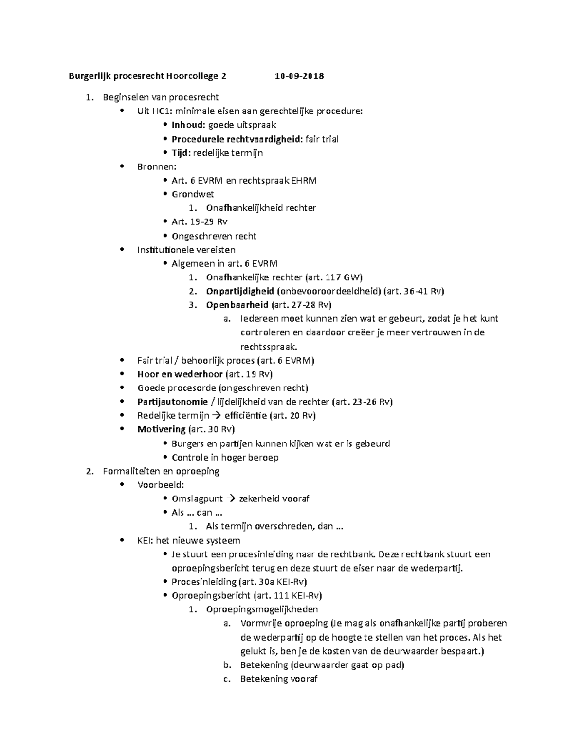 Burgerlijk Procesrecht Hoorcollege 2 - Beginselen Van Procesrecht Uit ...