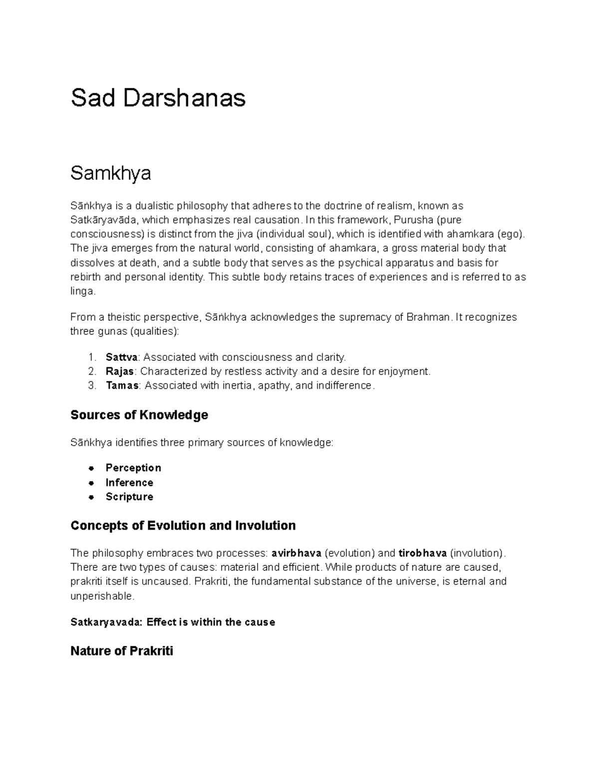 Unit 4-Sad Darshanas And introduction of Indian Psychology - Sad ...