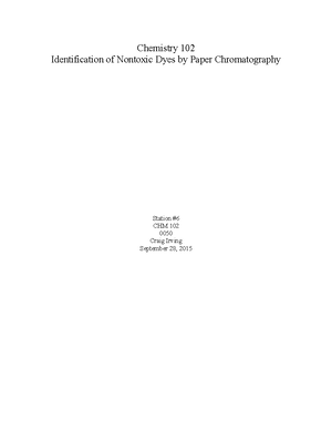 Experiments - lab work for chem 102 - CHM 102 - Studocu