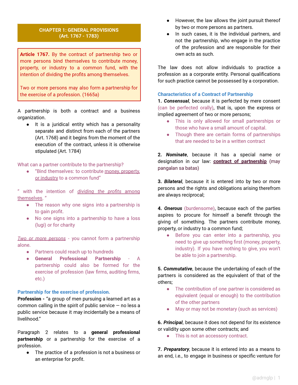 [1017] Partnership Chapter 1 General Provisions (Art. 1767 - 1783 ...