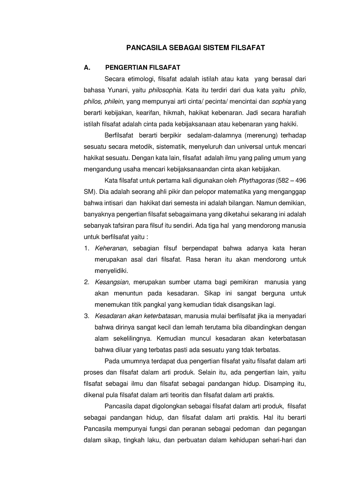 4. Pengertian Filsafat - PANCASILA SEBAGAI SISTEM FILSAFAT A ...