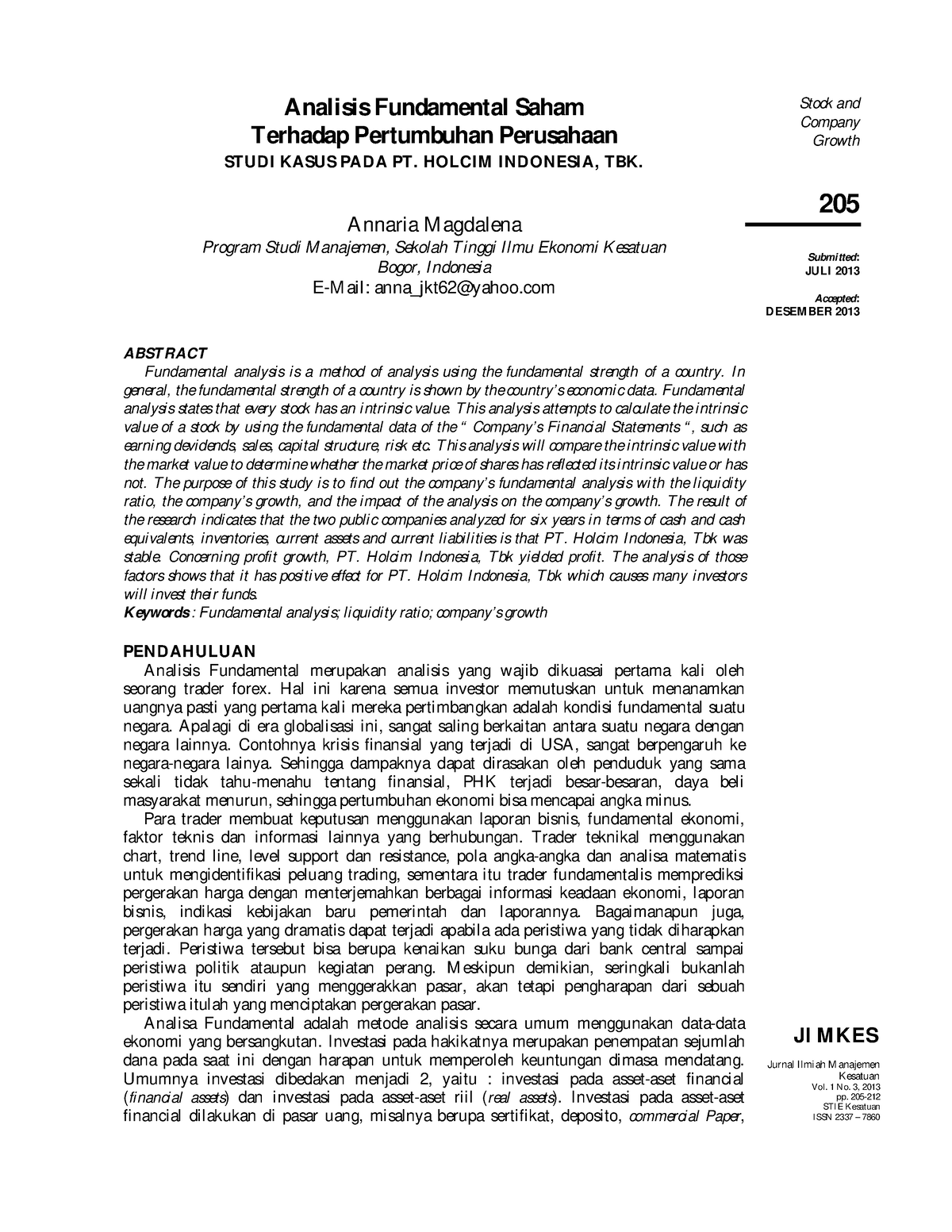 Analisis Fundamental Saham - Analisis Fundamental Saham Terhadap ...