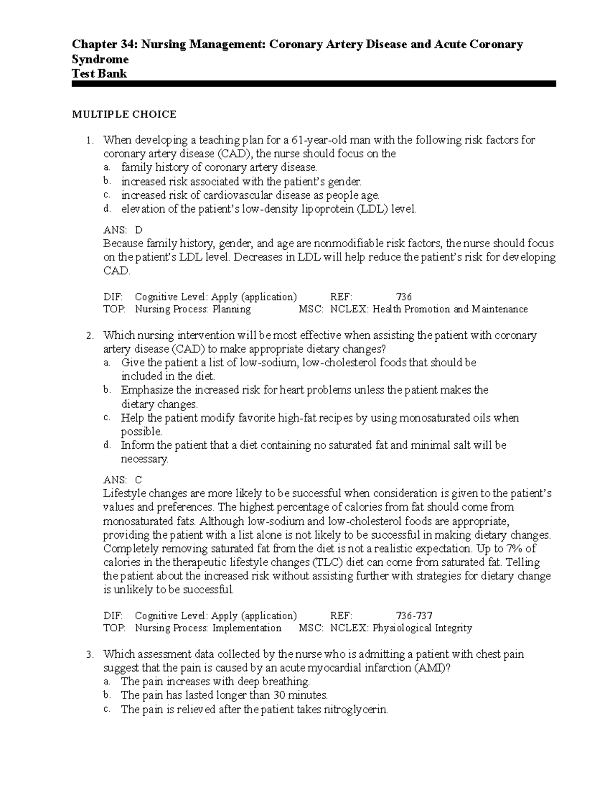 Coronary Artery Disease and Acute Coronary Syndrome - Chapter 34 ...
