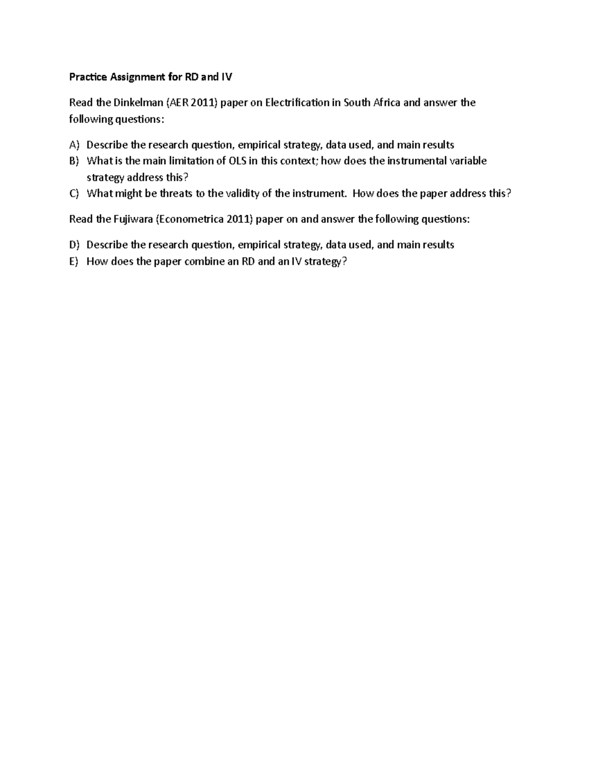 Practice Assignment for RD and IV 2 - How does the paper address this ...
