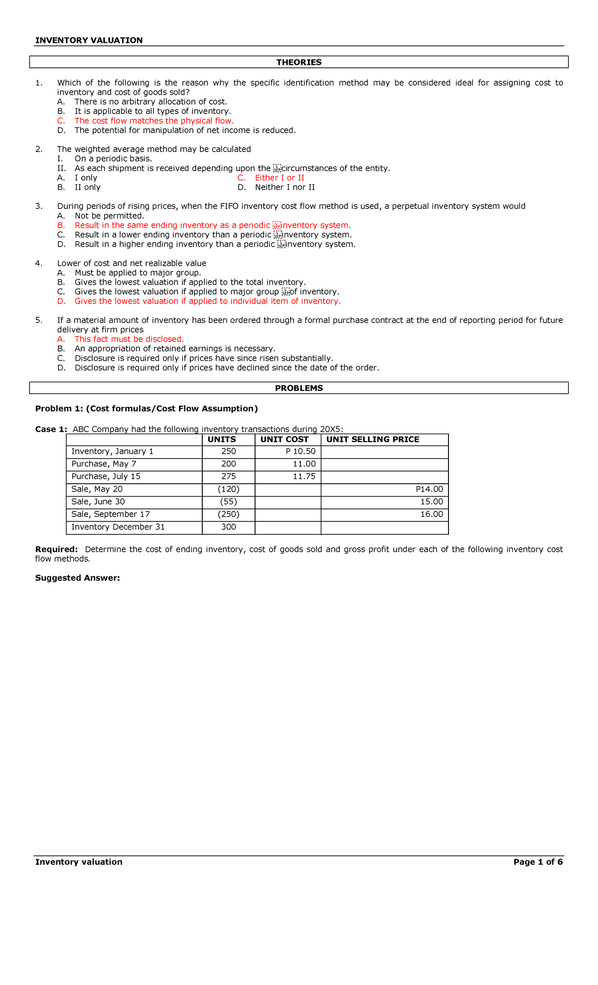 Inventory-valuation-examples - INVENTORY VALUATION THEORIES 1. Which of ...