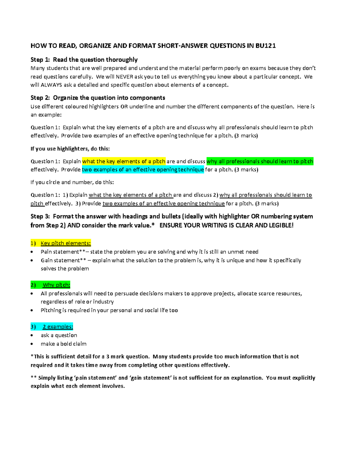 How to structure short answer question - HOW TO READ, ORGANIZE AND ...