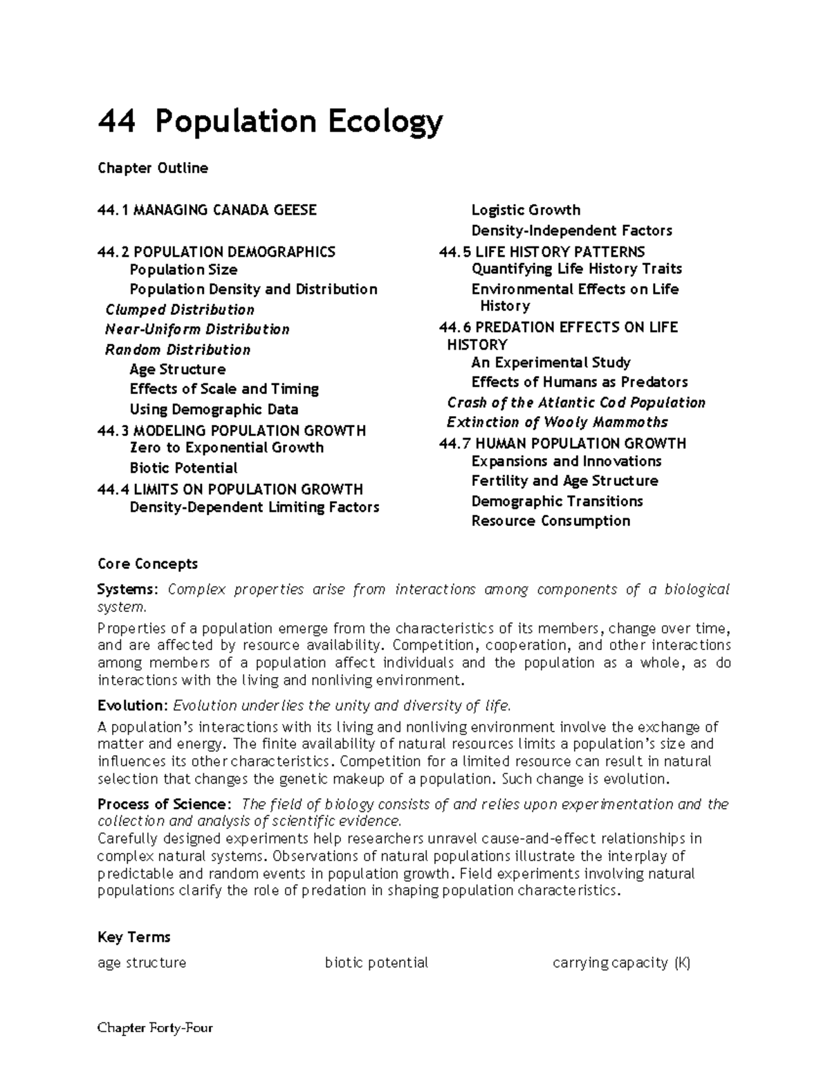 Unit 5: Ch 44 outline - 44 Population Ecology Chapter Outline 44 ...