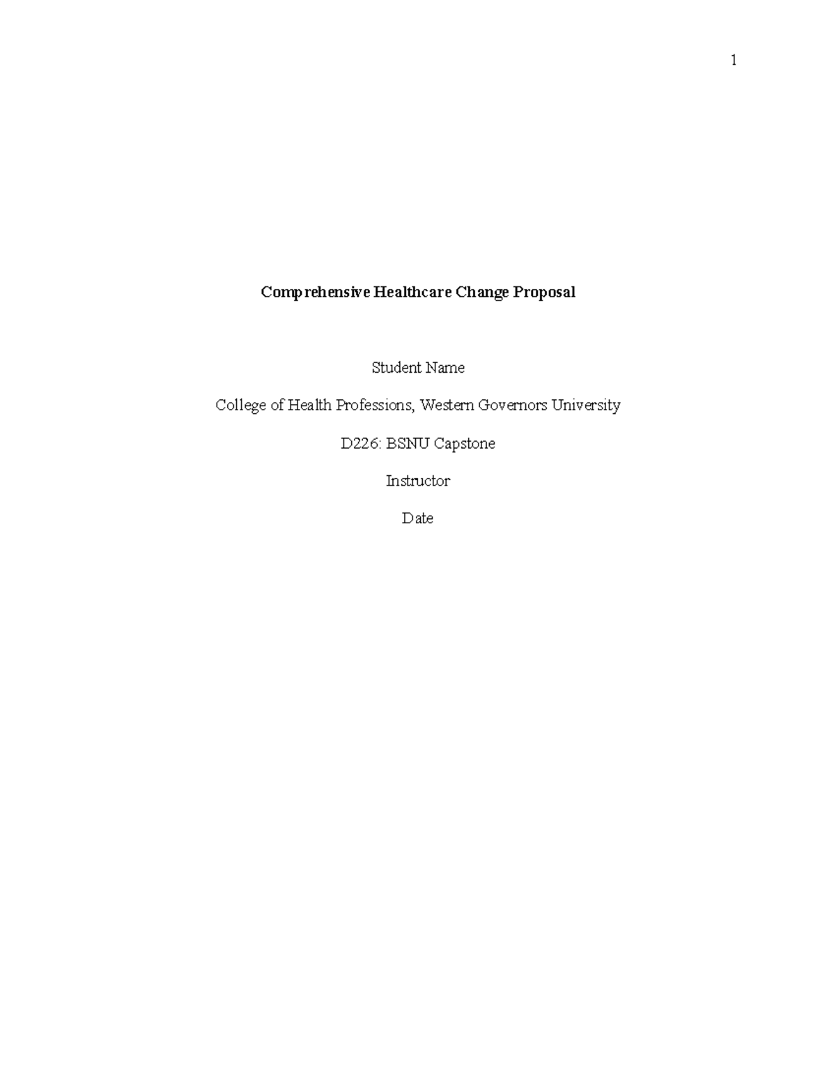 D226 Healthcare Change Proposal Template - Comprehensive Healthcare ...