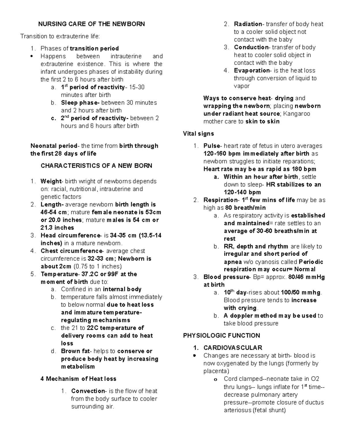 Transition to extrauterine life - NURSING CARE OF THE NEWBORN ...