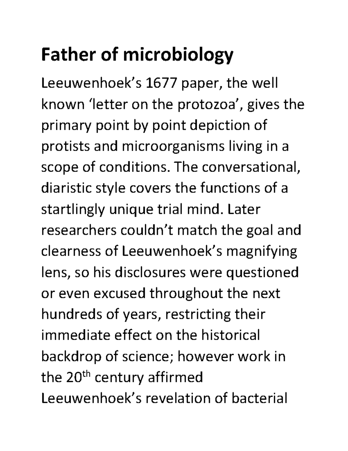 Father of microbiology RGUHS StuDocu