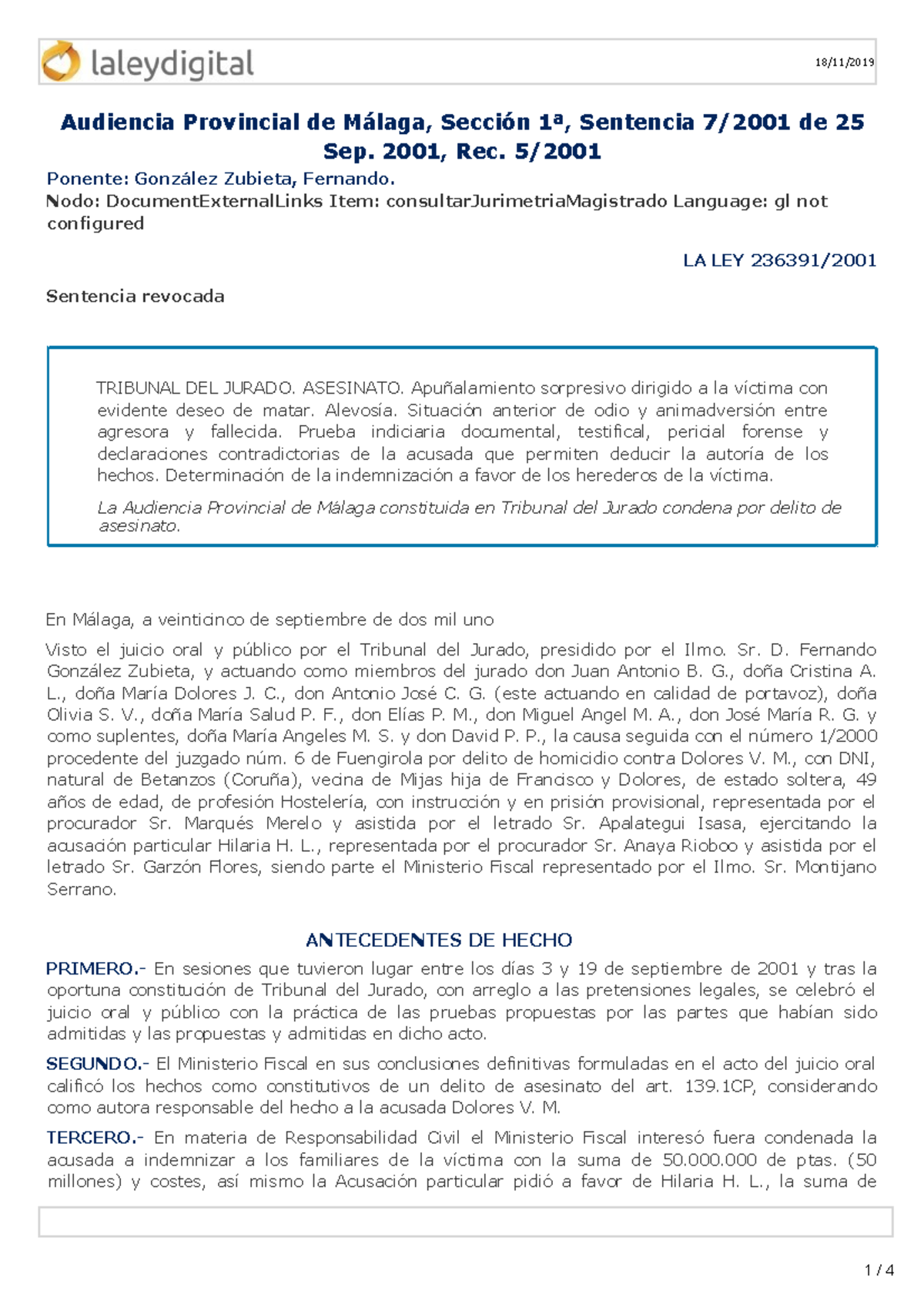 Sentenza Audiencia Malaga eedi Audiencia Provincial de Málaga