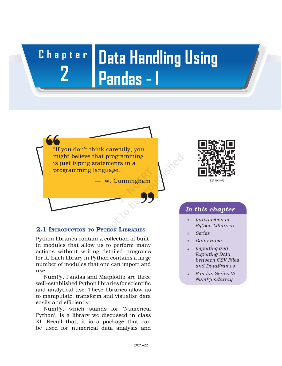 Chapter 2 - ABC - 2 IntroductIon To Python LIbrarIes Python Libraries ...