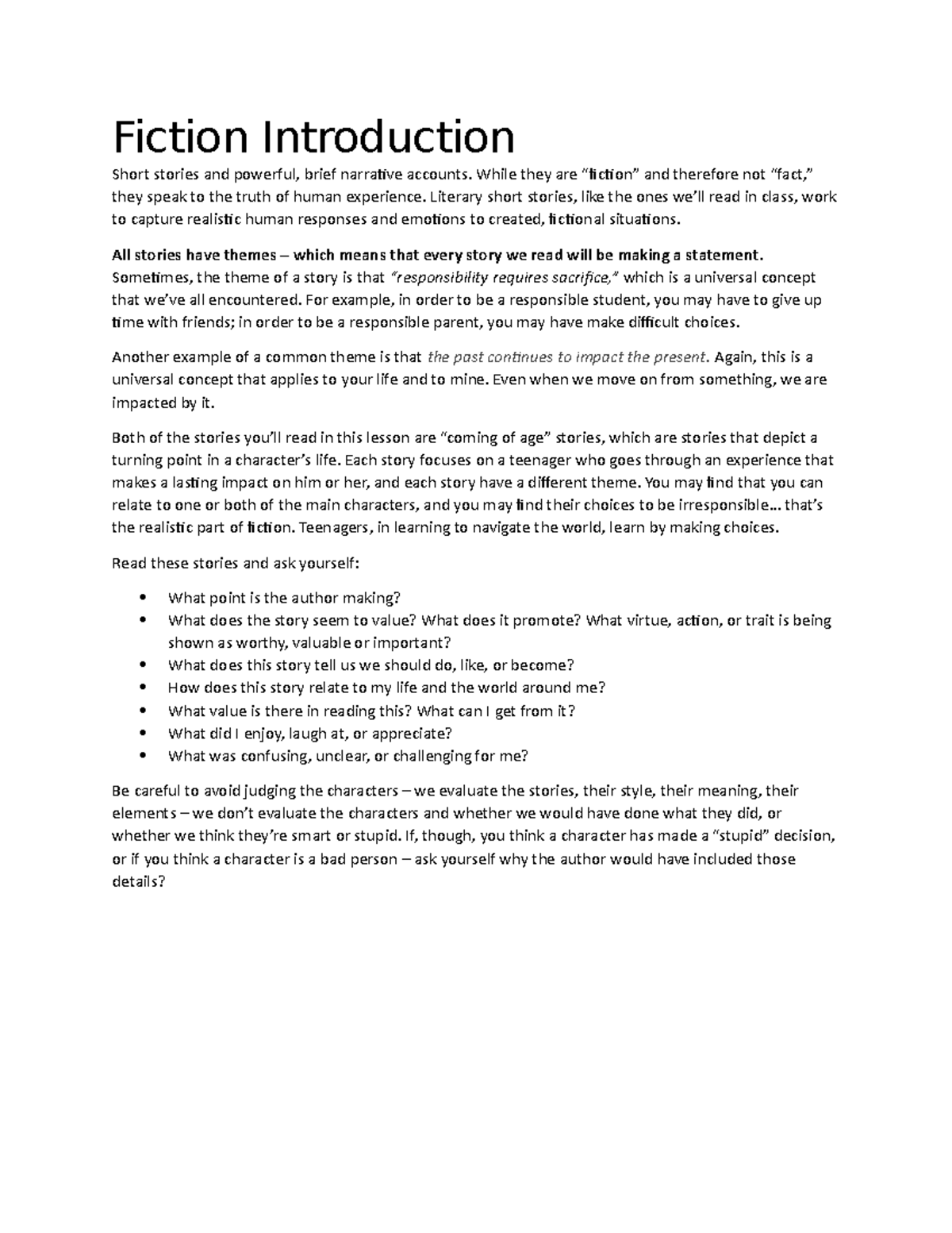 fiction essay introduction