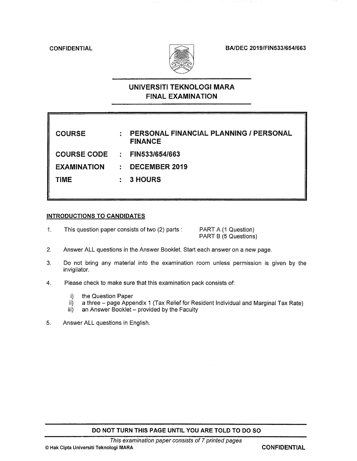 FIN533 December 2019 PDF 230403 220628 - ####### UNIVERSITI TEKNOLOGI ...