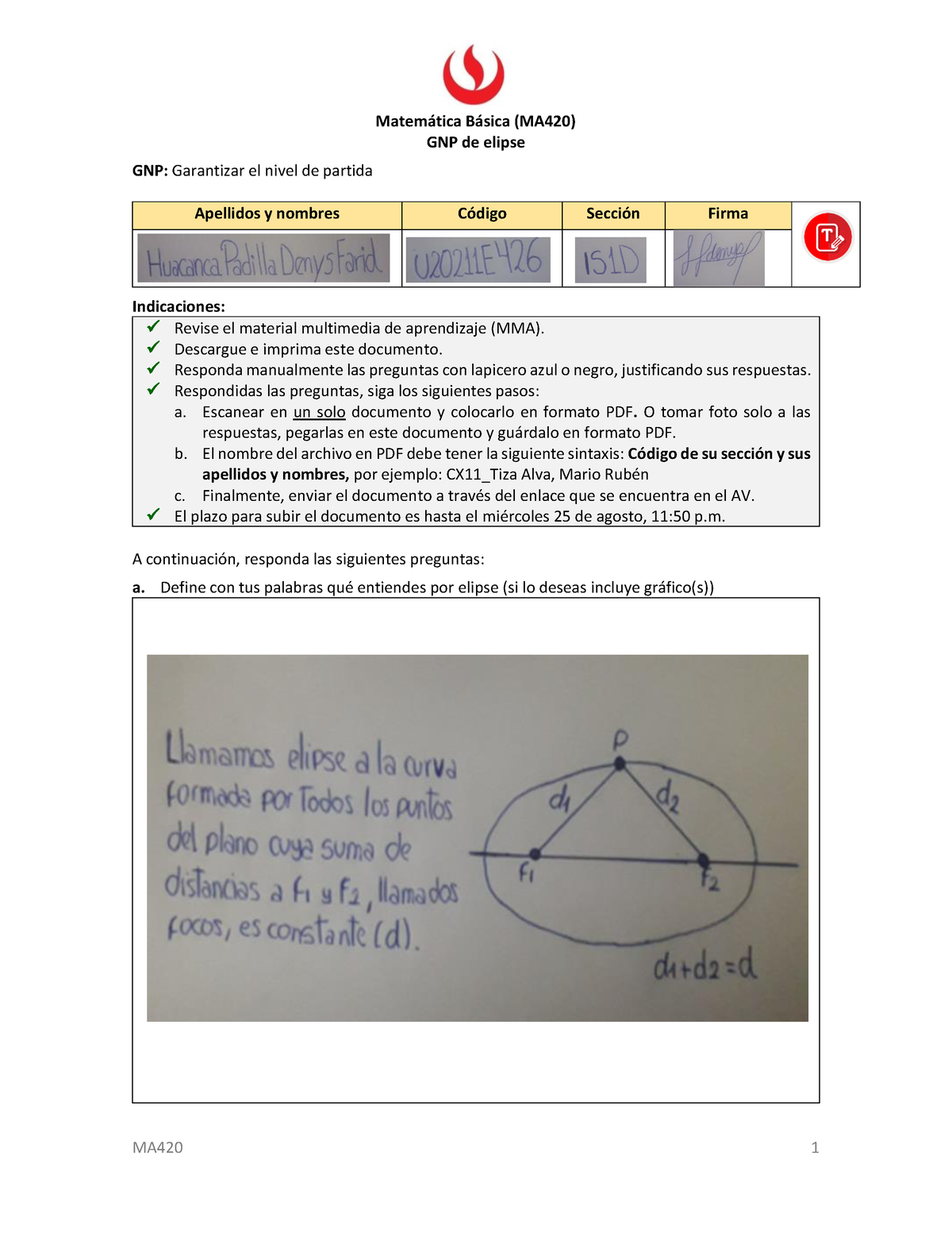 GNP Elipse - Nota Buena - MA420 1 Matem·tica B·sica (MA420) GNP De ...