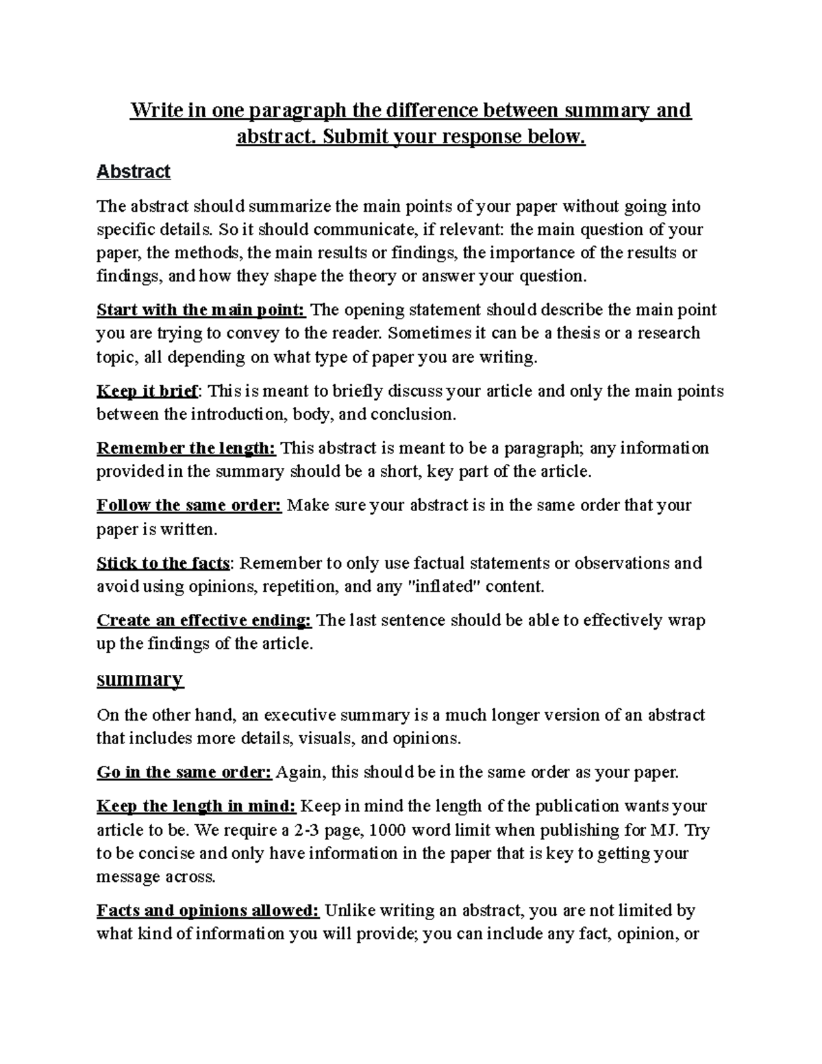 What Is Difference Between Summary And Abstract at Darcy Jacalyn blog