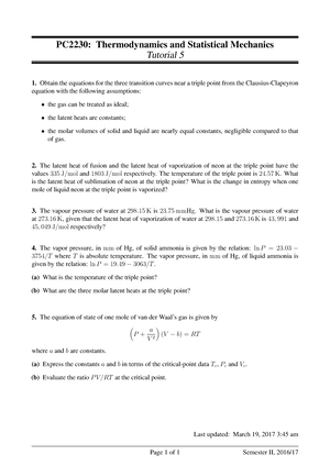 Vibration OF Polyatomic Questions - PC2230 (AY19/20) Tutorial 5 Submit ...