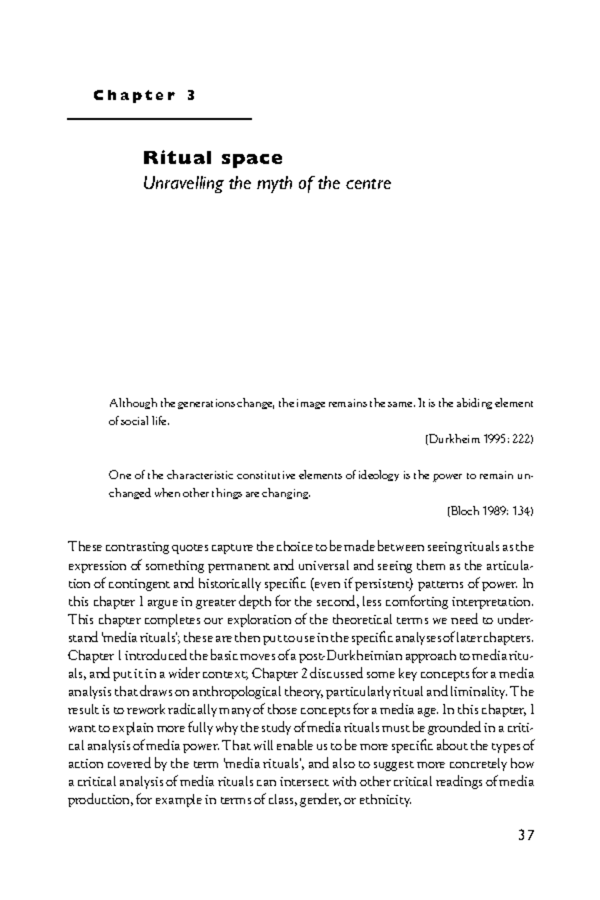Couldry Media Rituals(2003 ) - Chapter 3 Ritual space Unravelling the ...