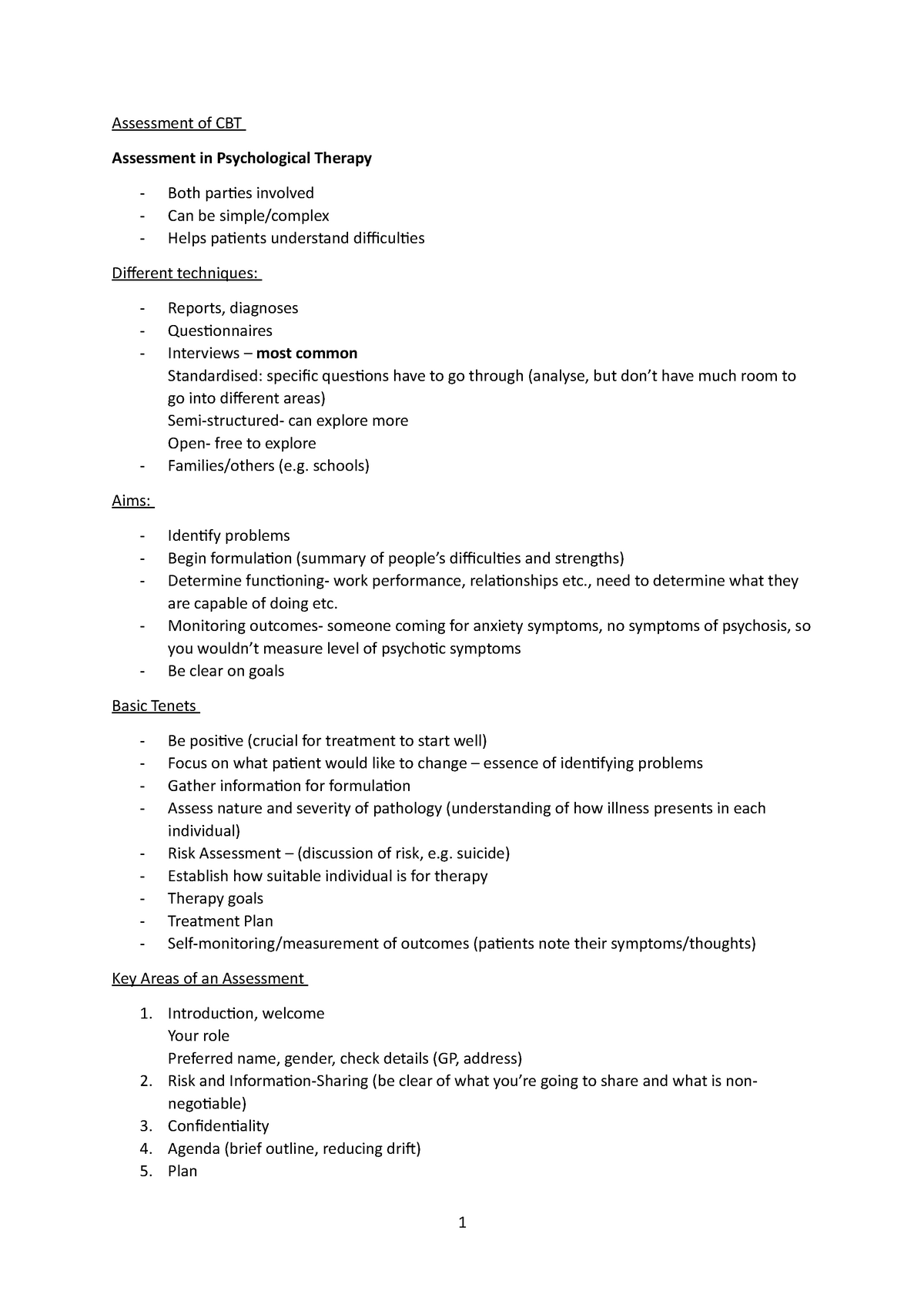 Seminar 3 Assessment of CBT - Assessment of CBT Assessment in ...