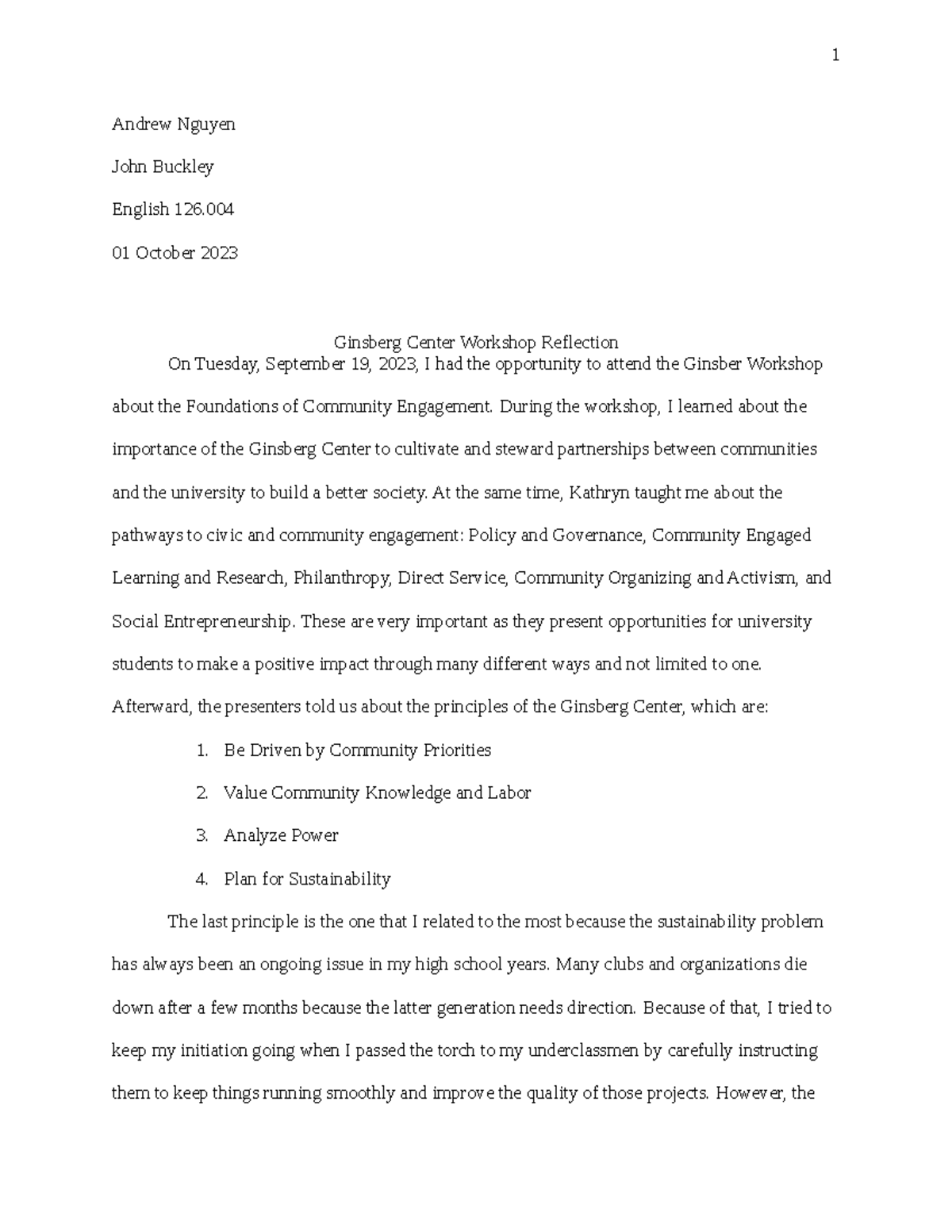 Ginsberg Reflection 1 Andrew Nguyen John Buckley English 126. 01 October 2023 On