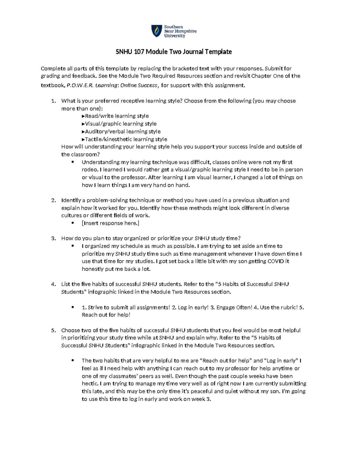 SNHU 107 Module Two Journal Template - SNHU 107 Module Two Journal ...