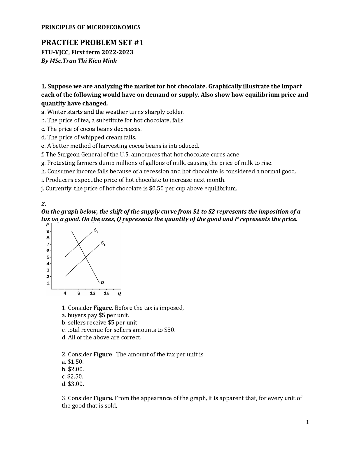 KTEE201- Practice Problem Set#1 - 1 PRINCIPLES OF MICROECONOMICS ...