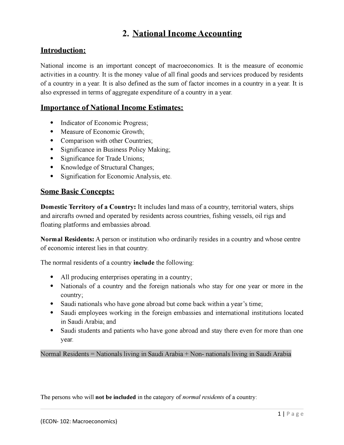 essay about national income accounting