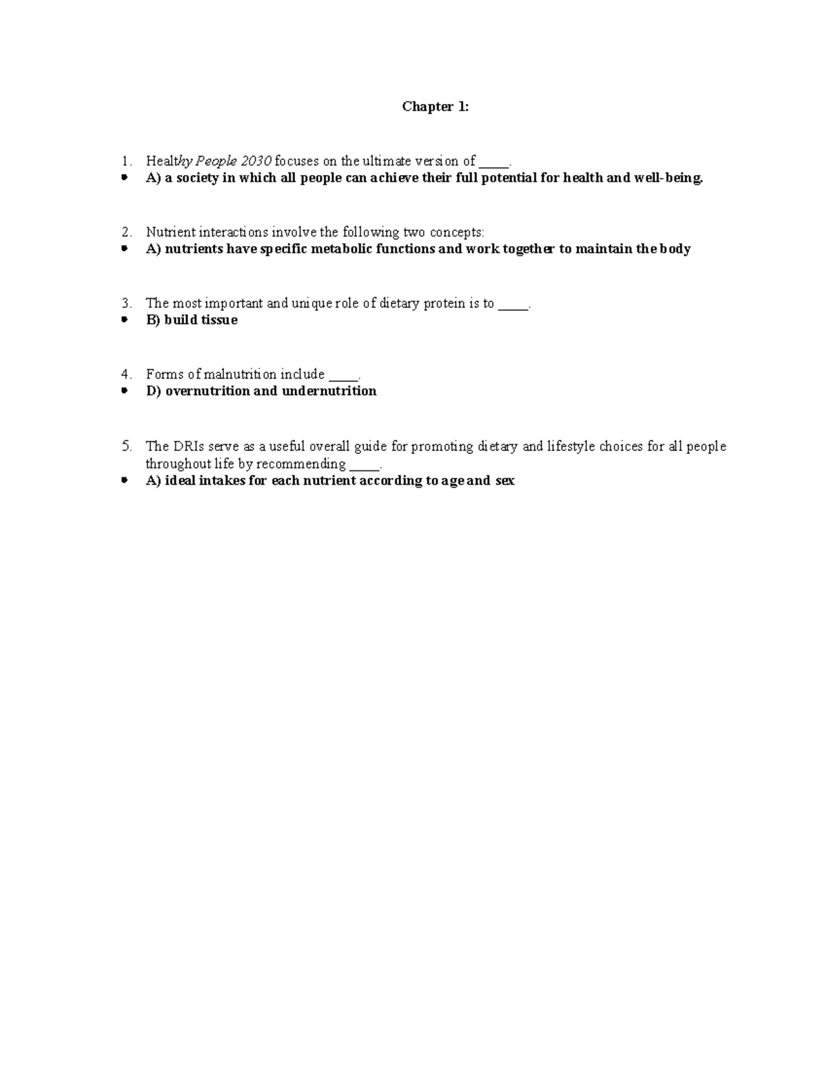 Homework 1 - Practice material - Chapter 1: 1. Healthy People 2030 ...