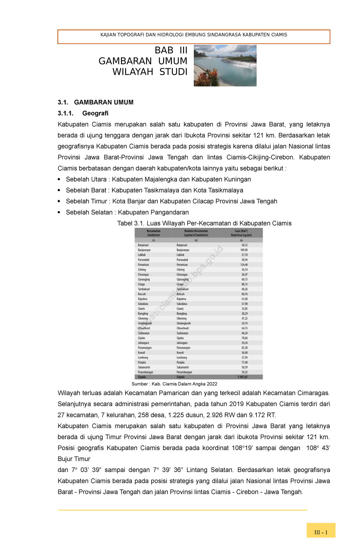 BAB 3 Gambaran Umum - BAB III GAMBARAN UMUM WILAYAH STUDI 3. GAMBARAN ...