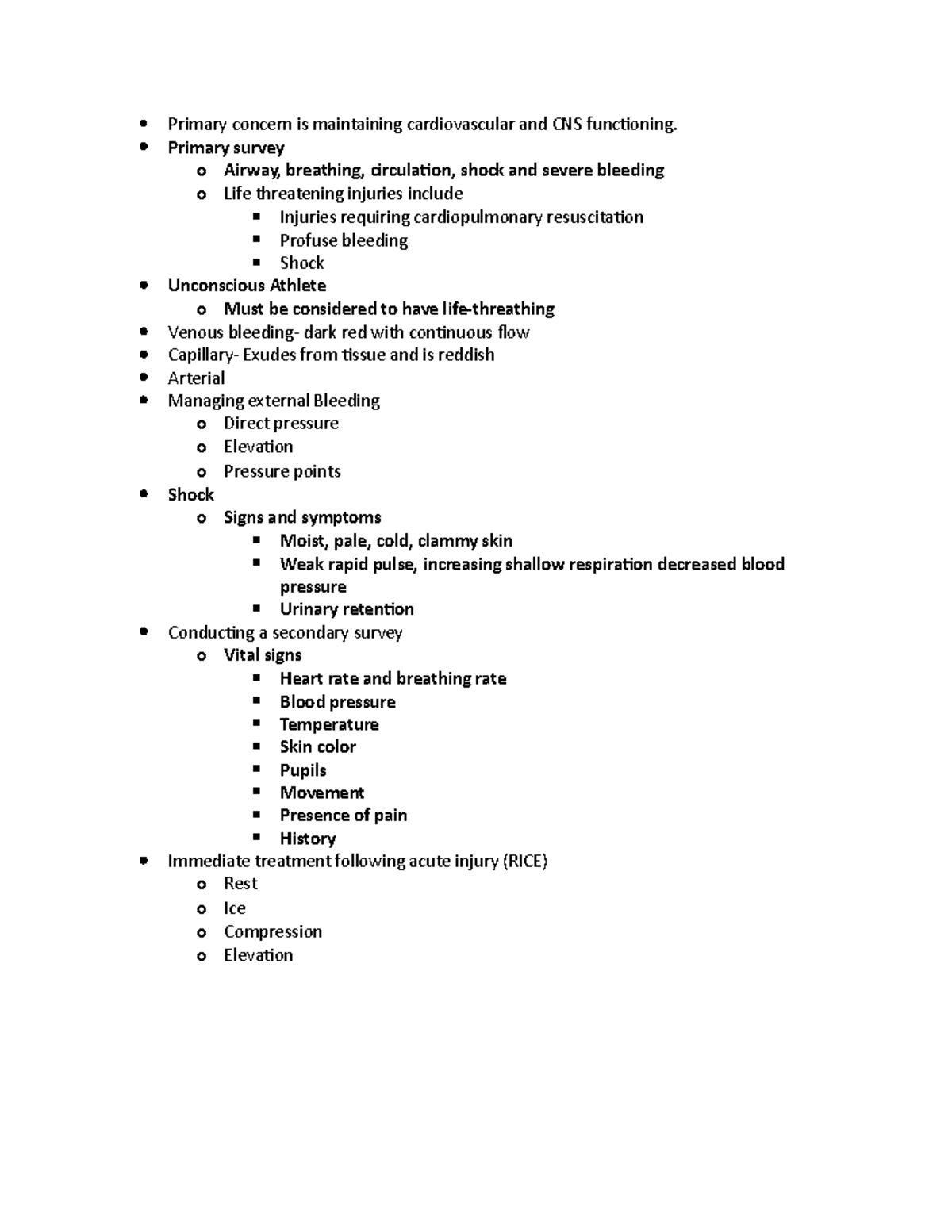 Chapter 8 prevent and injuries - Primary concern is maintaining ...