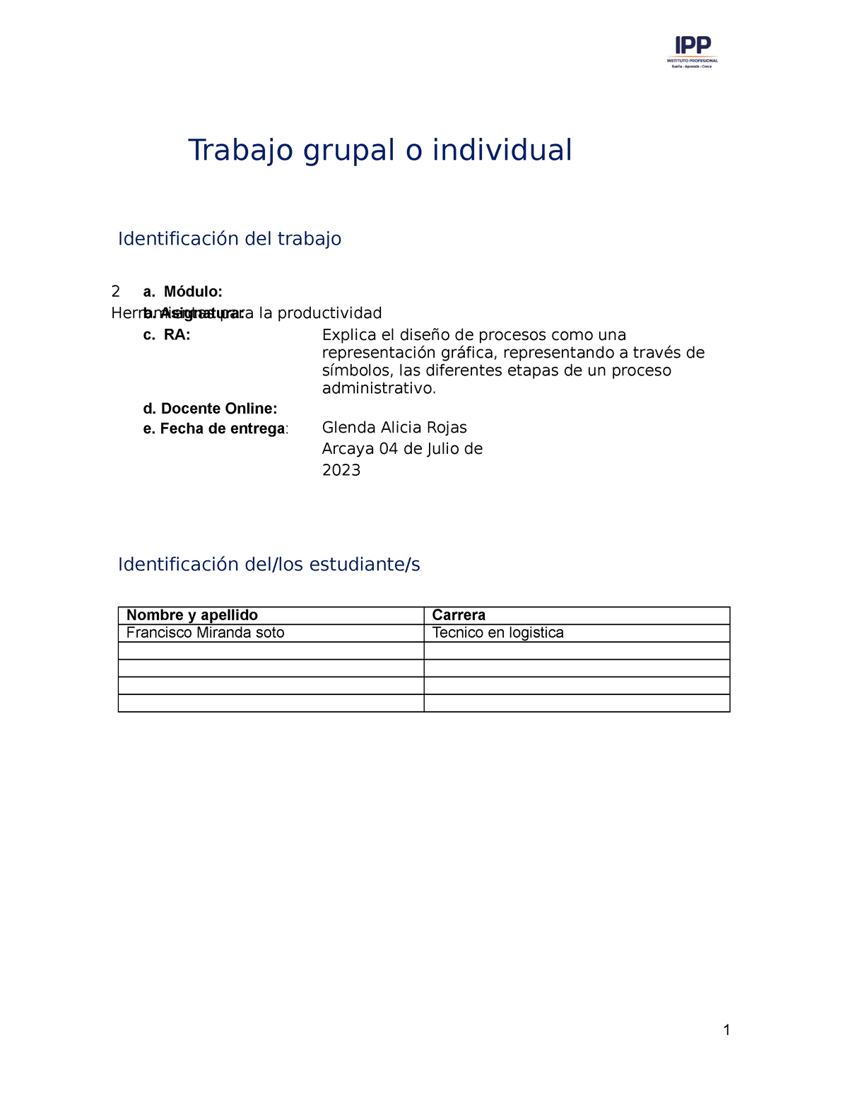 T1m2 Herramientas Para La Productividad - 1 Trabajo Grupal O Individual ...