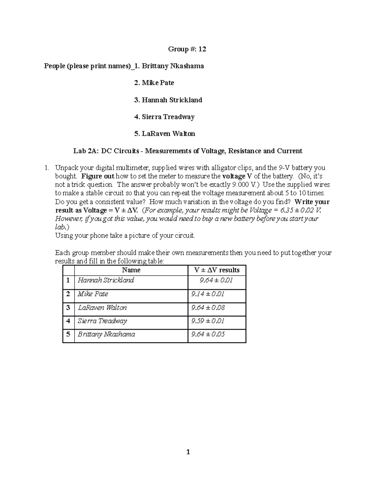 Practical Lab Illustration Of Dc Circuit Measurement Of Voltage - Group ...