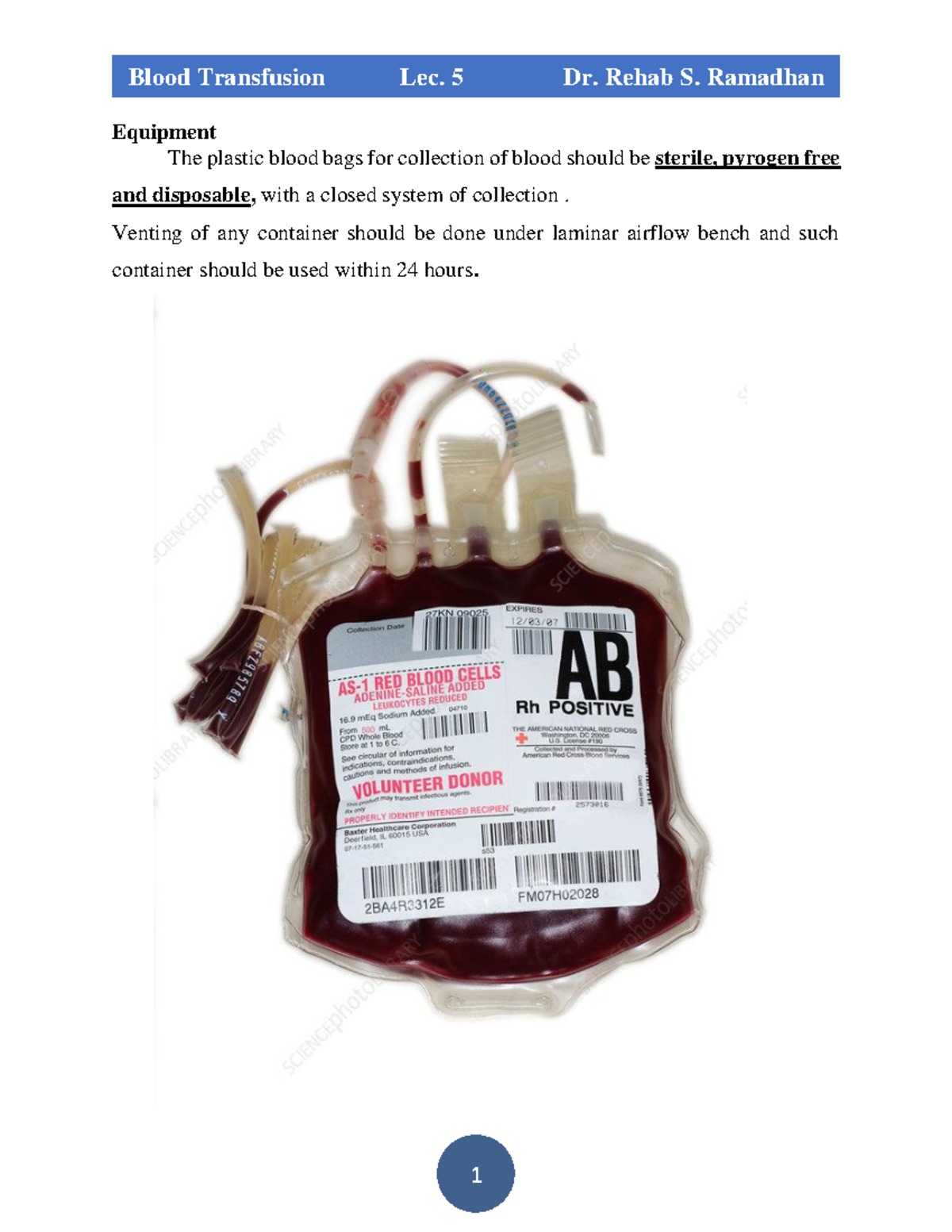 Equipment Blood Transfusion Equipment The plastic blood bags for