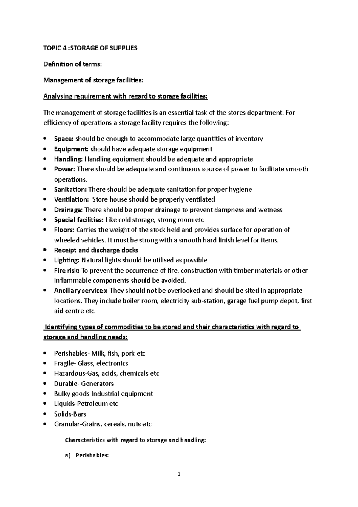 Topic 4 Storage of Supplies TOPIC 4 STORAGE OF SUPPLIES Definition