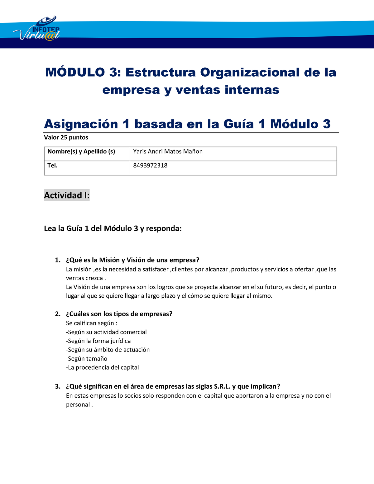 (Actividad 1 Módulo 3 Empresa E Itbis - M”DULO 3: Estructura ...