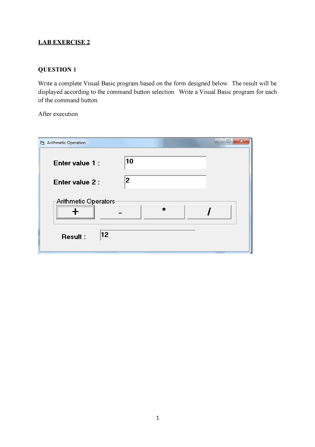 CSC301 Lab Exercise 2(variable) - LAB EXERCISE 2 QUESTION 1 Write A ...