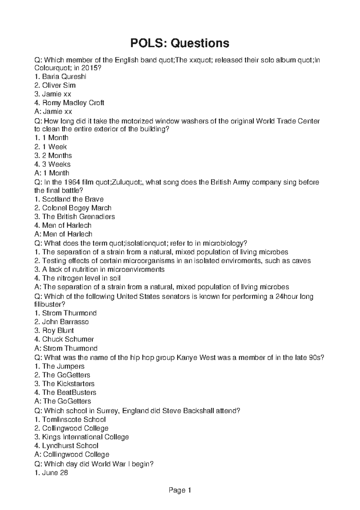 POLS167-Response-5 - POLS167 - POLS: Questions Q: Which member of the ...