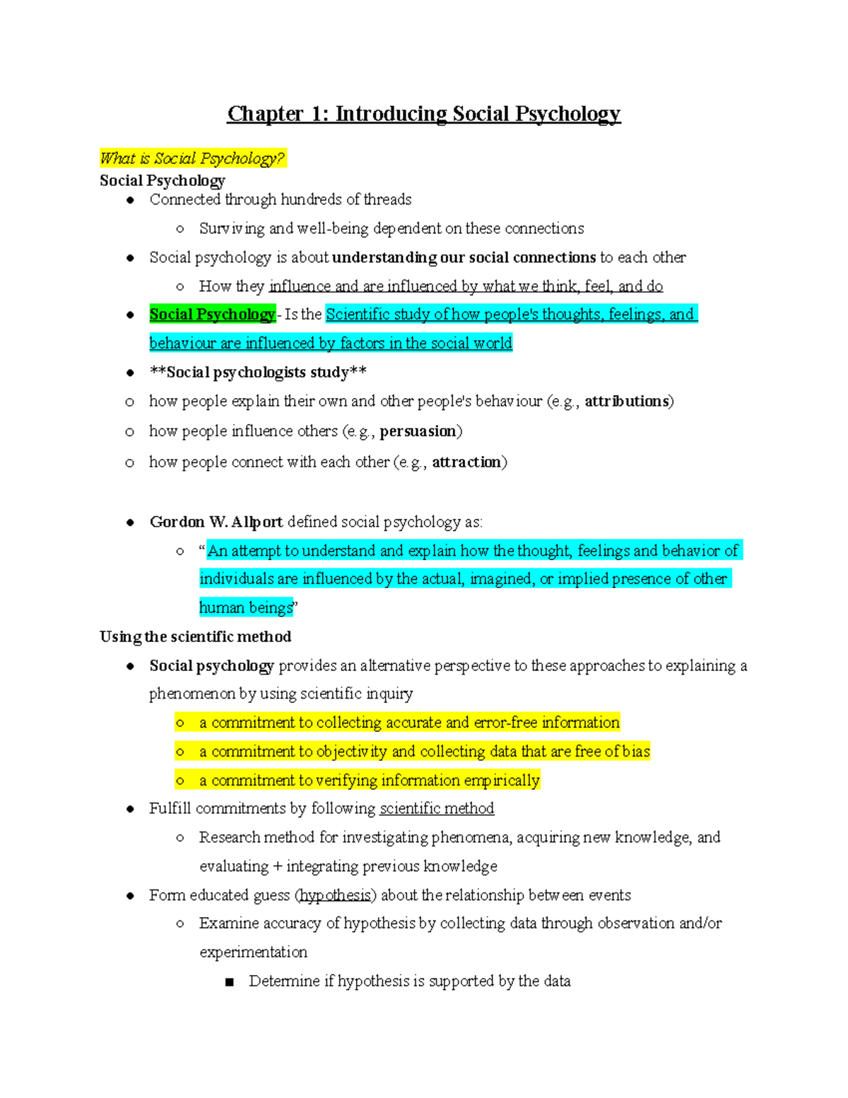 Social Psychology Chapter 1: Introducing Social Psychology - Chapter 1 ...