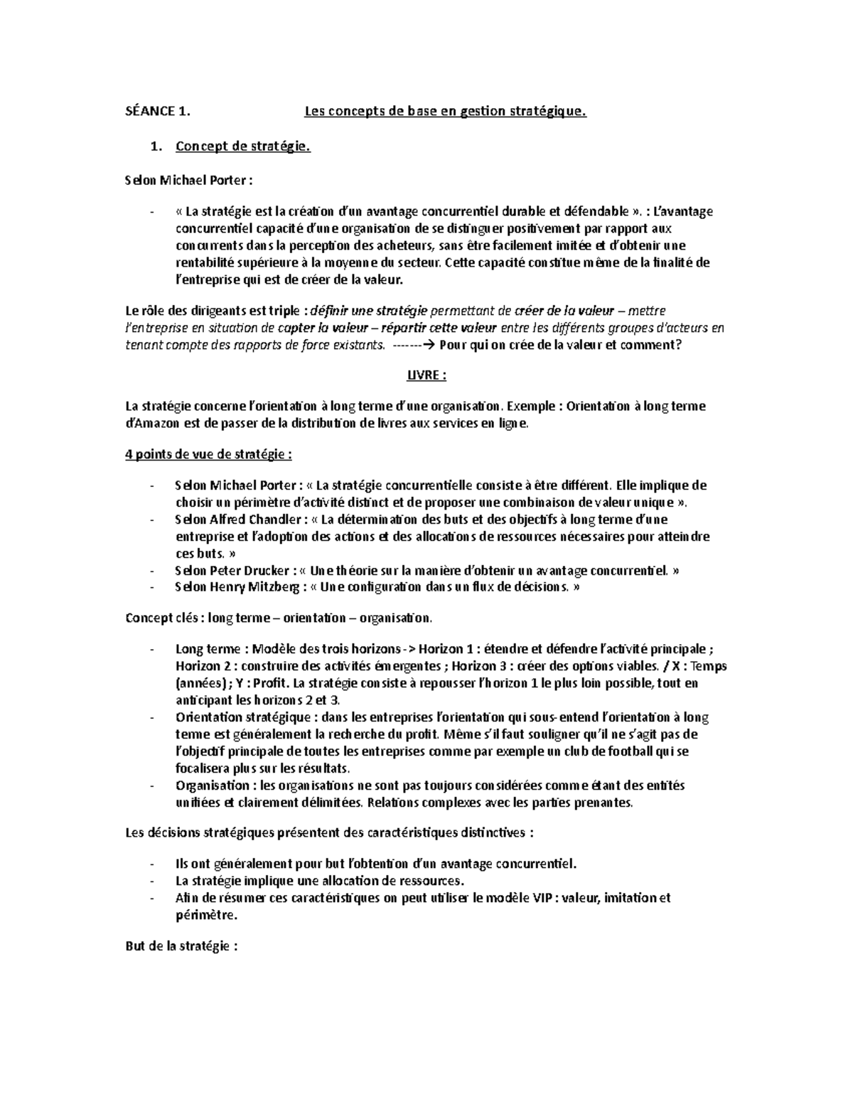 Stratégie Et Structure De L'entreprise Séance 1 - SÉANCE 1. Les ...