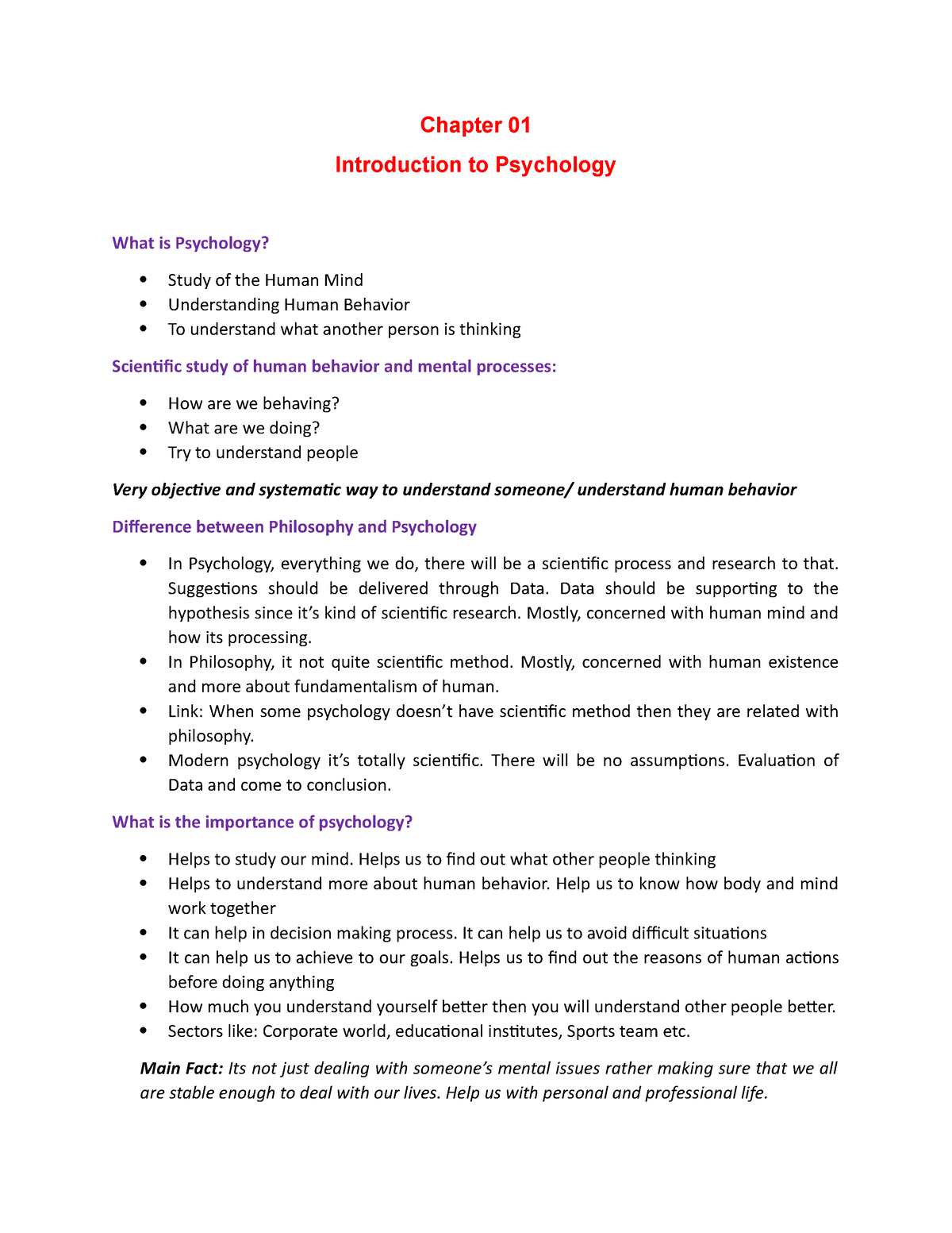 introduction of psychology assignment