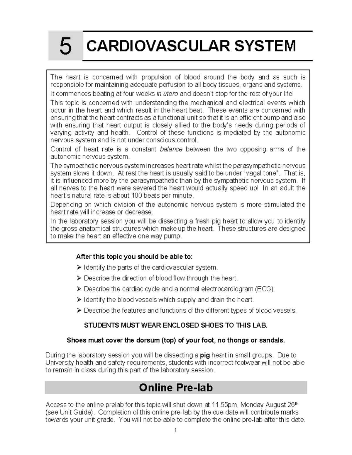 Heart 2020 Lab Manual - 5 CARDIOVASCULAR SYSTEM After This Topic You ...