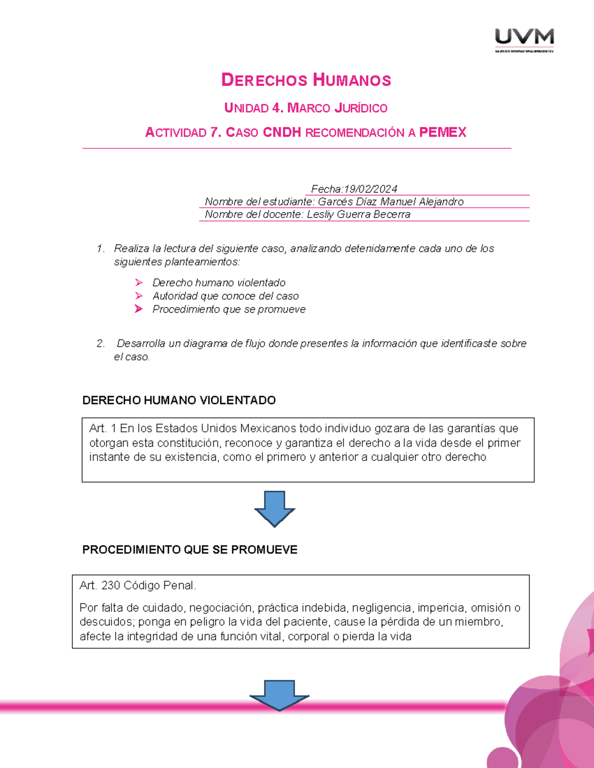 Actividad 7 Diagrama De Flujo Derechos Humanos Unidad 4 Marco JurÍdico Actividad 7 Caso 6906