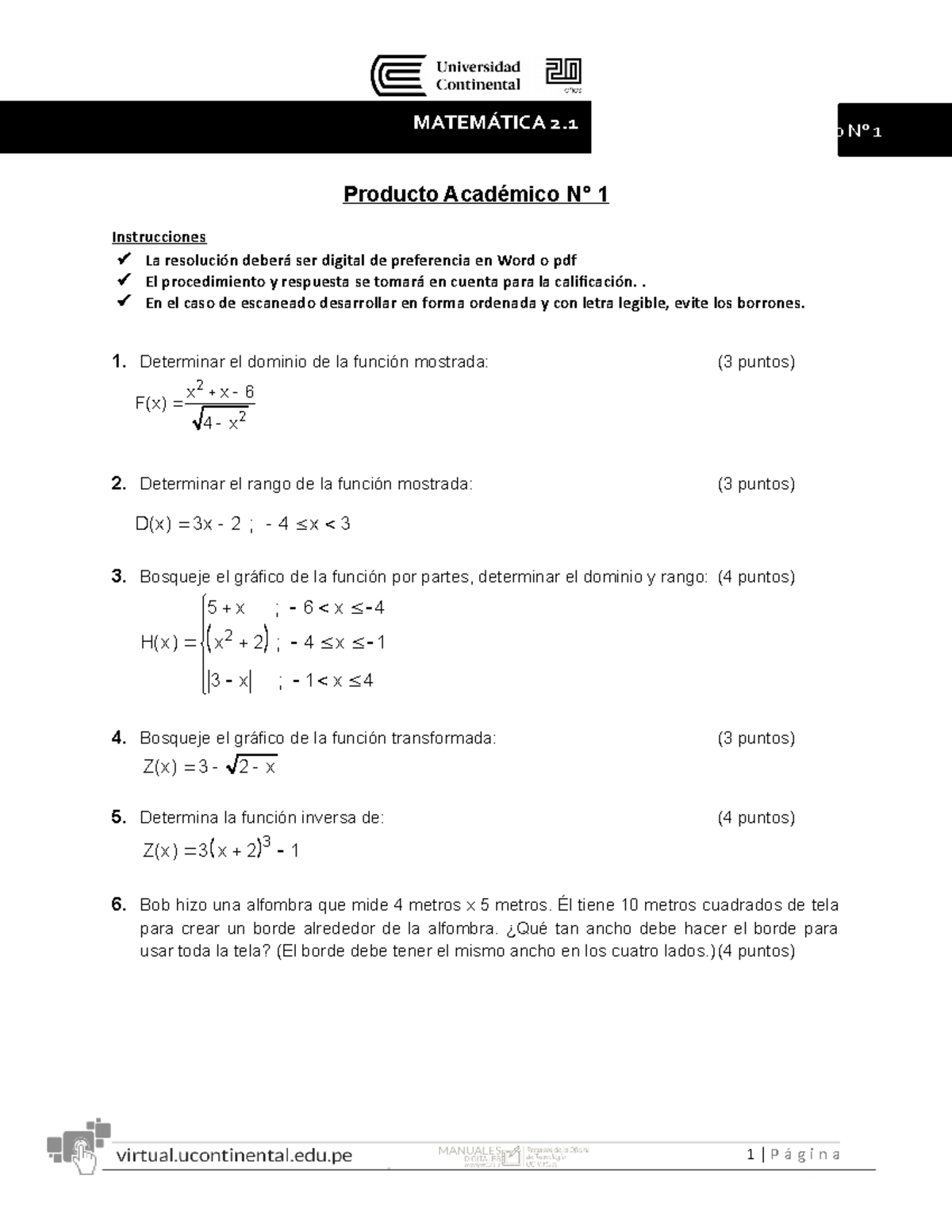 Producto Académico N1-Mate2.1.1 - Producto Académico N° 1 Instrucciones ...