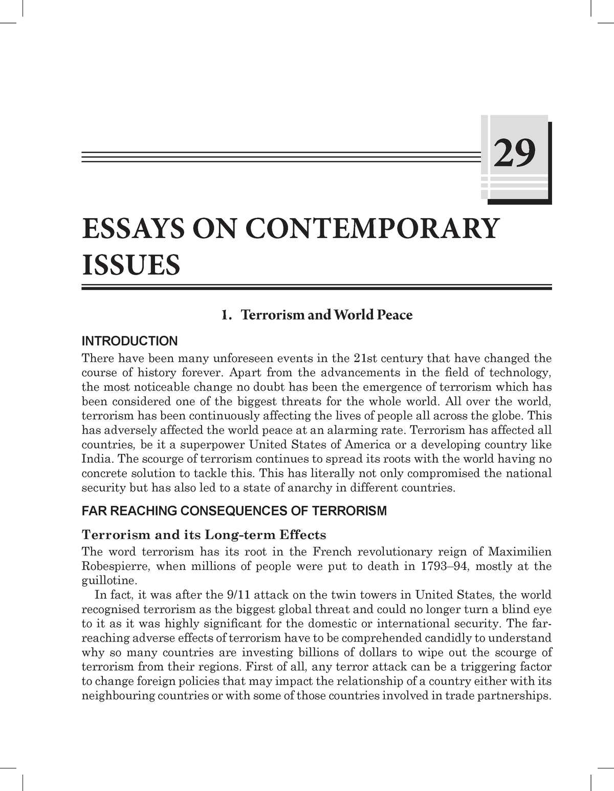 terrorism and world peace essay upsc