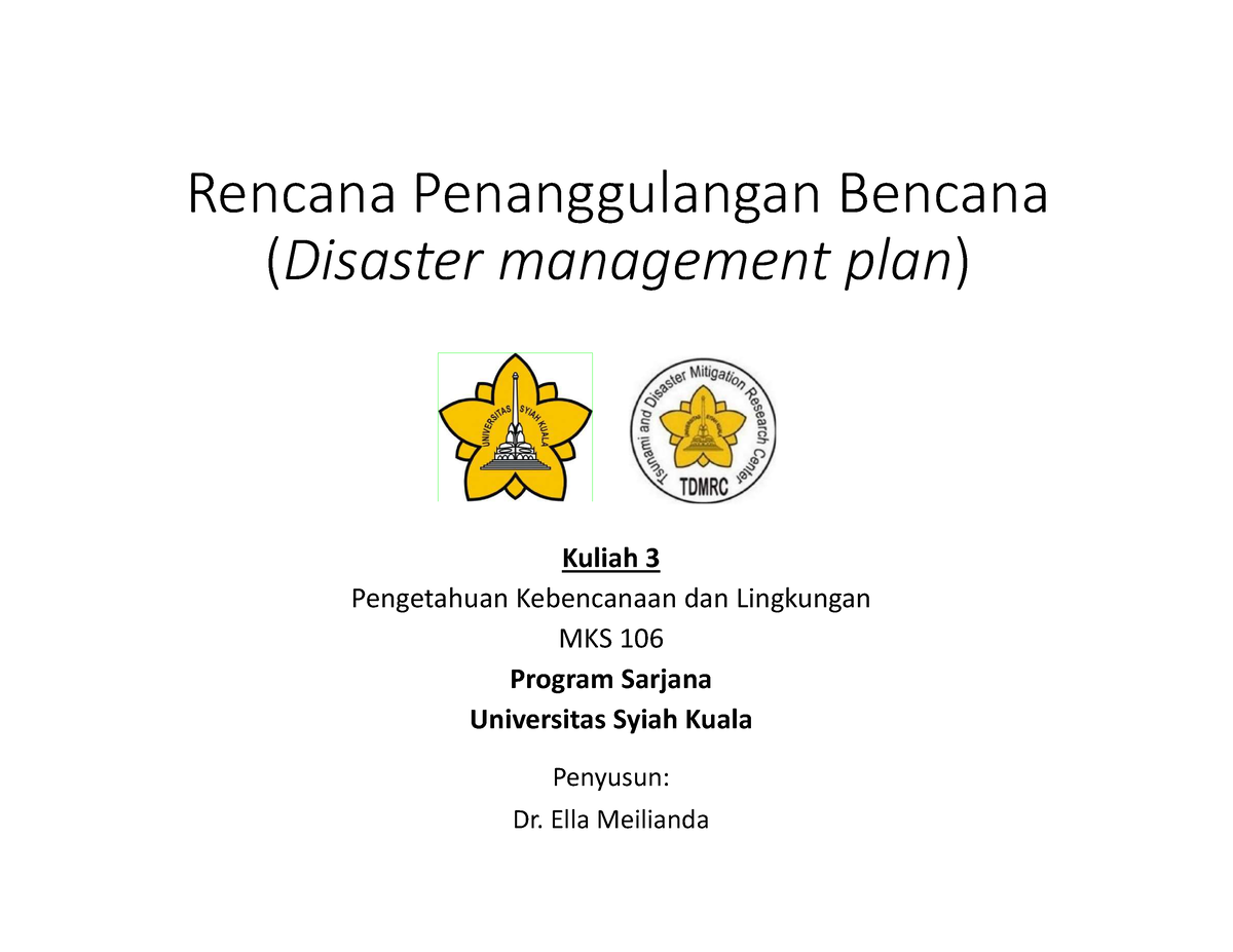 Perencanaan Manajemen Bencana (Disaster Management Plan) - Rencana ...