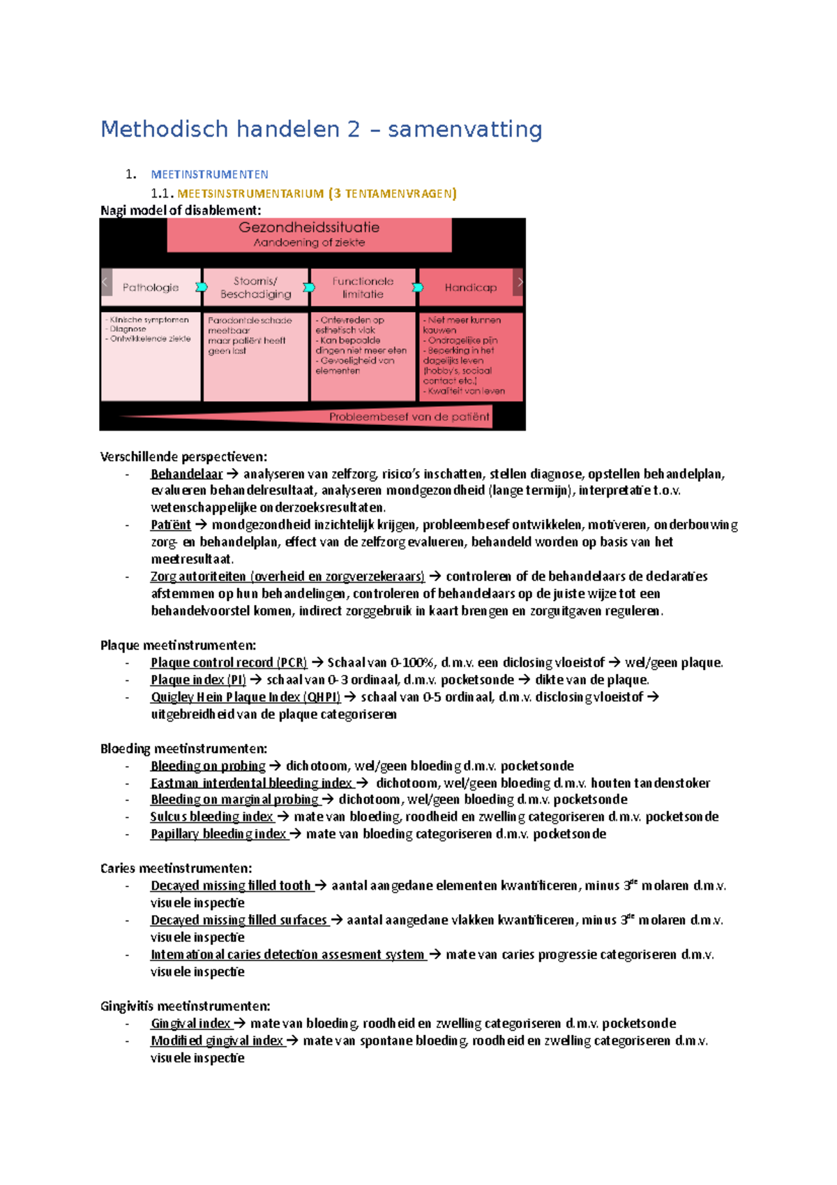 Methodisch Handelen 2 - Samenvatting - MEETINSTRUMENTEN 1 ...