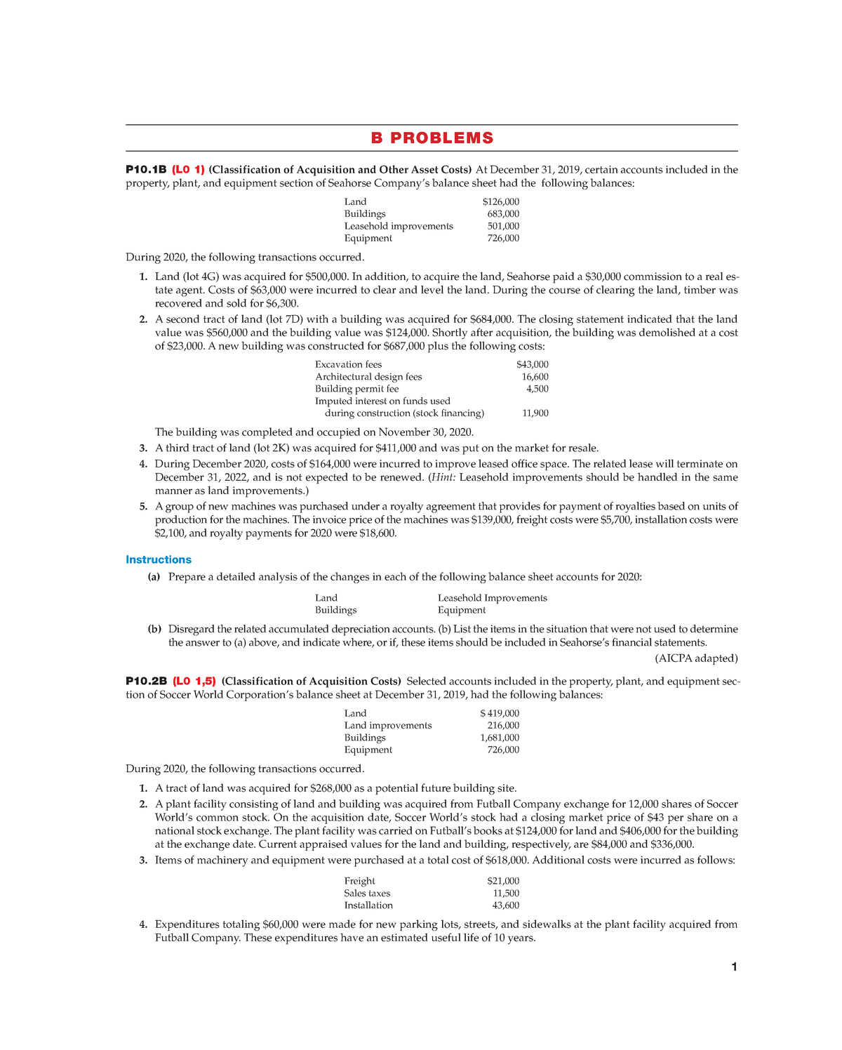 Problem Set B Ch10 - B PROBLEMS P10 (L0 1) (Classification Of ...